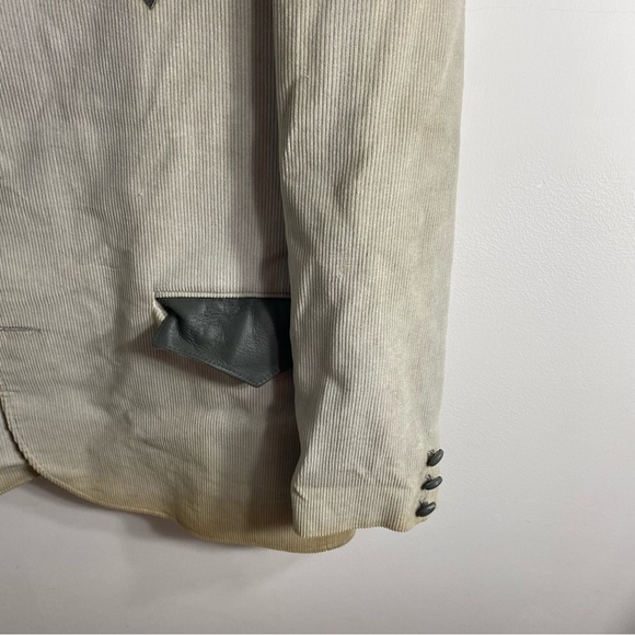 Vintage Pioneer Wear Corduroy & Leather Western Blazer Jacket 46L Gray Cowboy - Picture 4 of 12